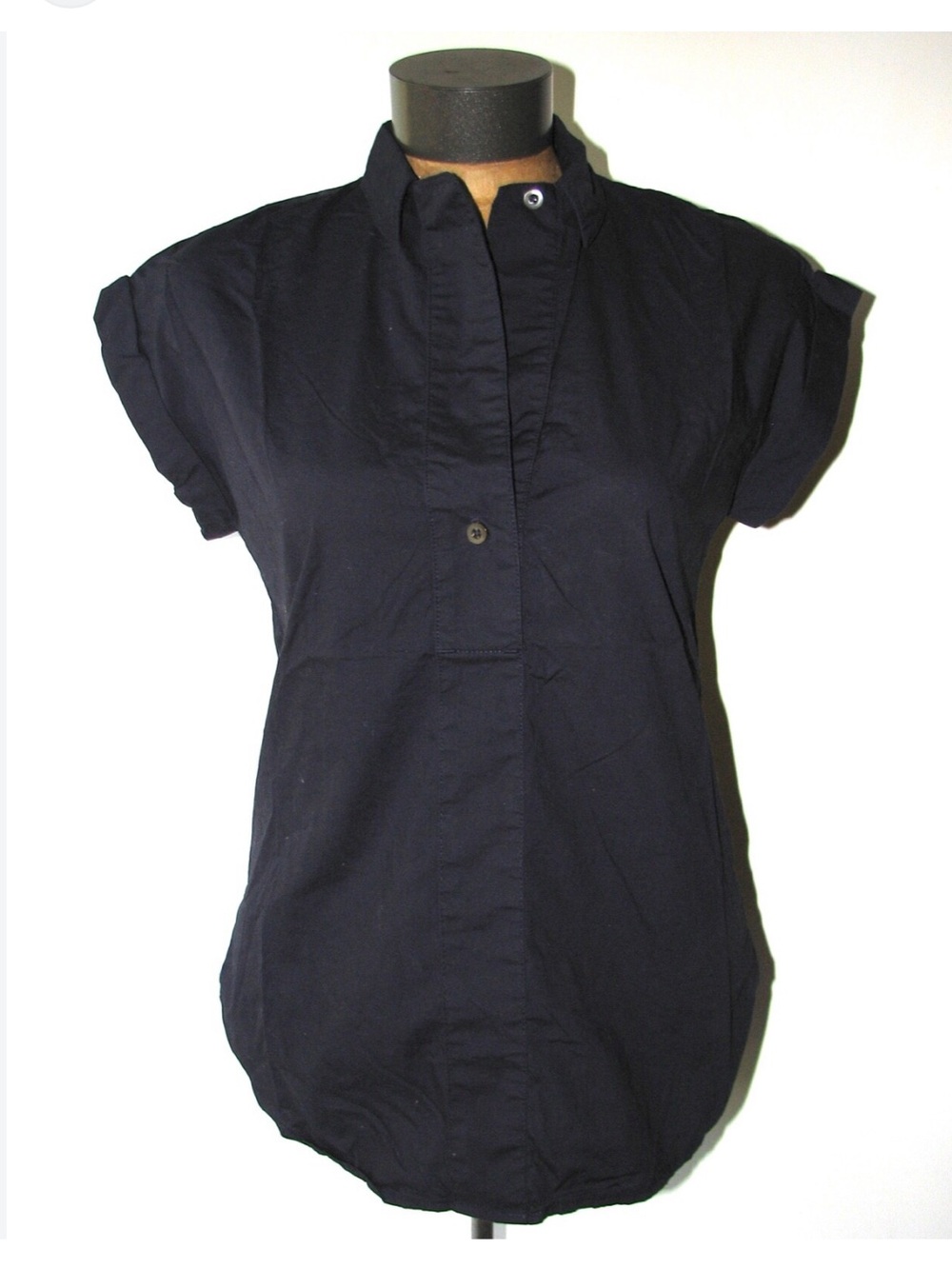 J.Crew Women's Navy Blue Cap-Sleeve Collared Tunic Blouse Top Shirt - Size 6